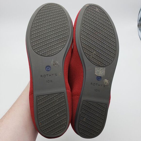 Rothy's Shoes Womens Size 10.5 Red Flat Round Toe Recycled Knit Washable Ballet - Picture 7 of 10
